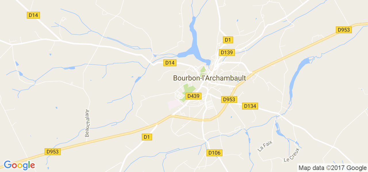 map de la ville de Bourbon-l'Archambault