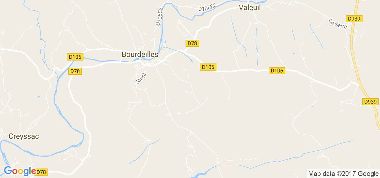 map de la ville de Bourdeilles