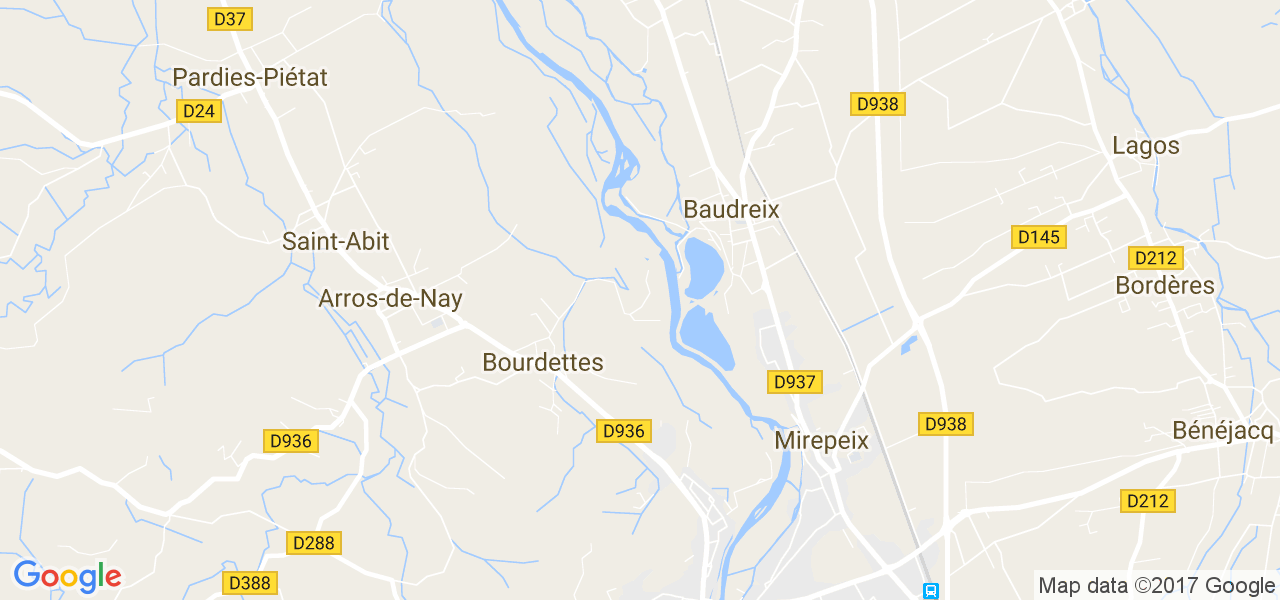 map de la ville de Bourdettes