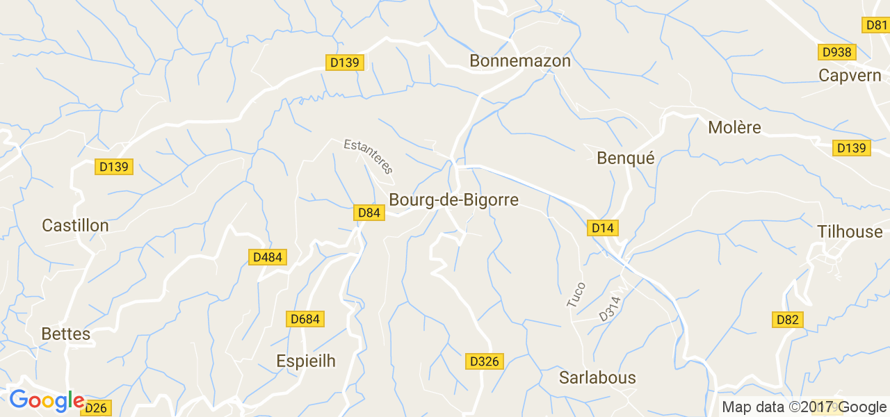 map de la ville de Bourg-de-Bigorre