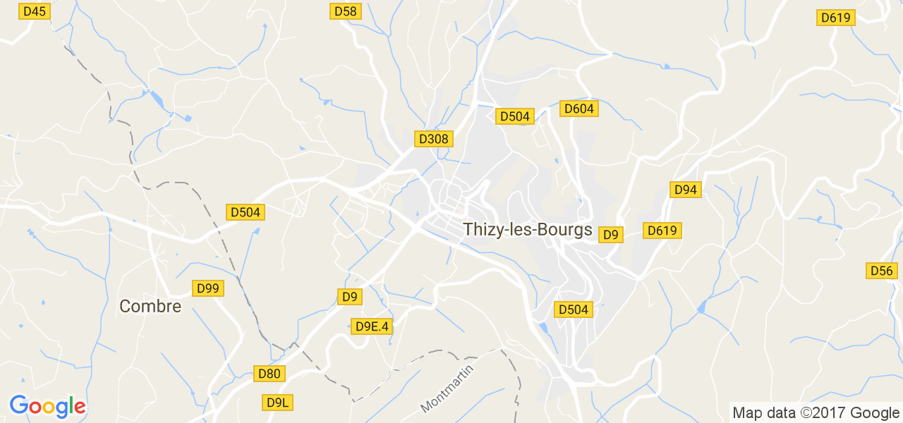 map de la ville de Bourg-de-Thizy