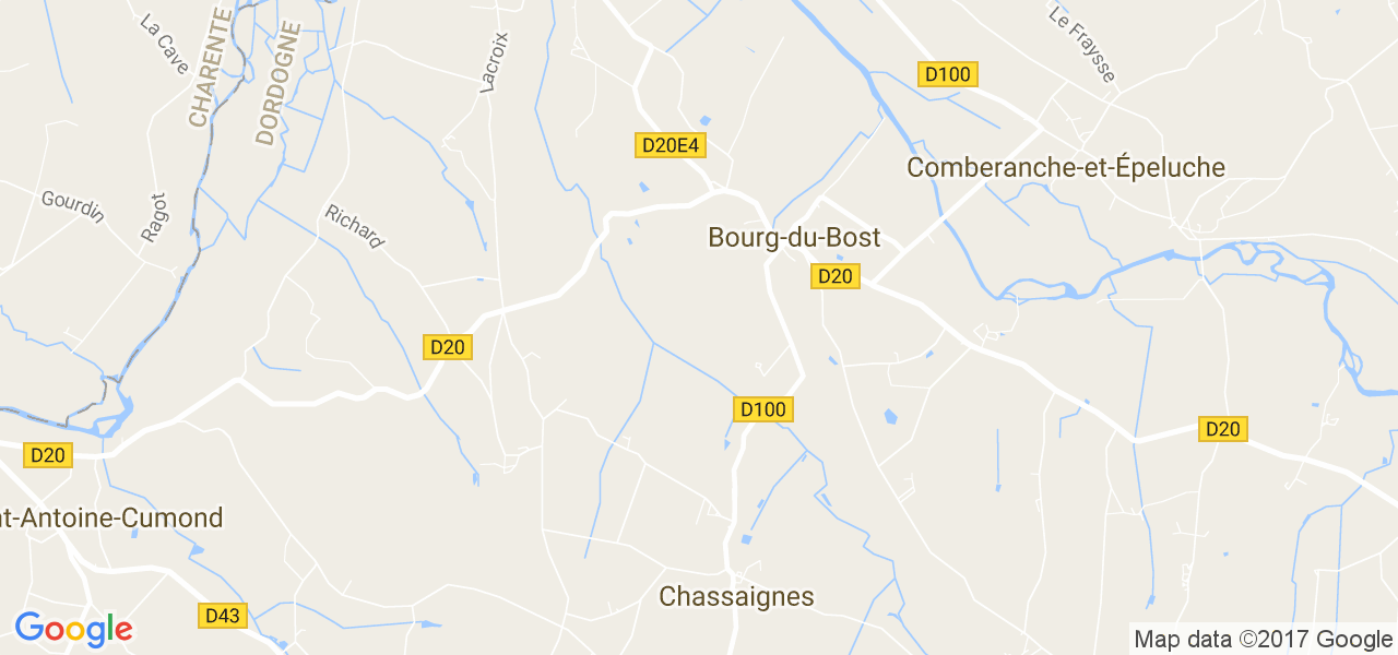 map de la ville de Bourg-du-Bost