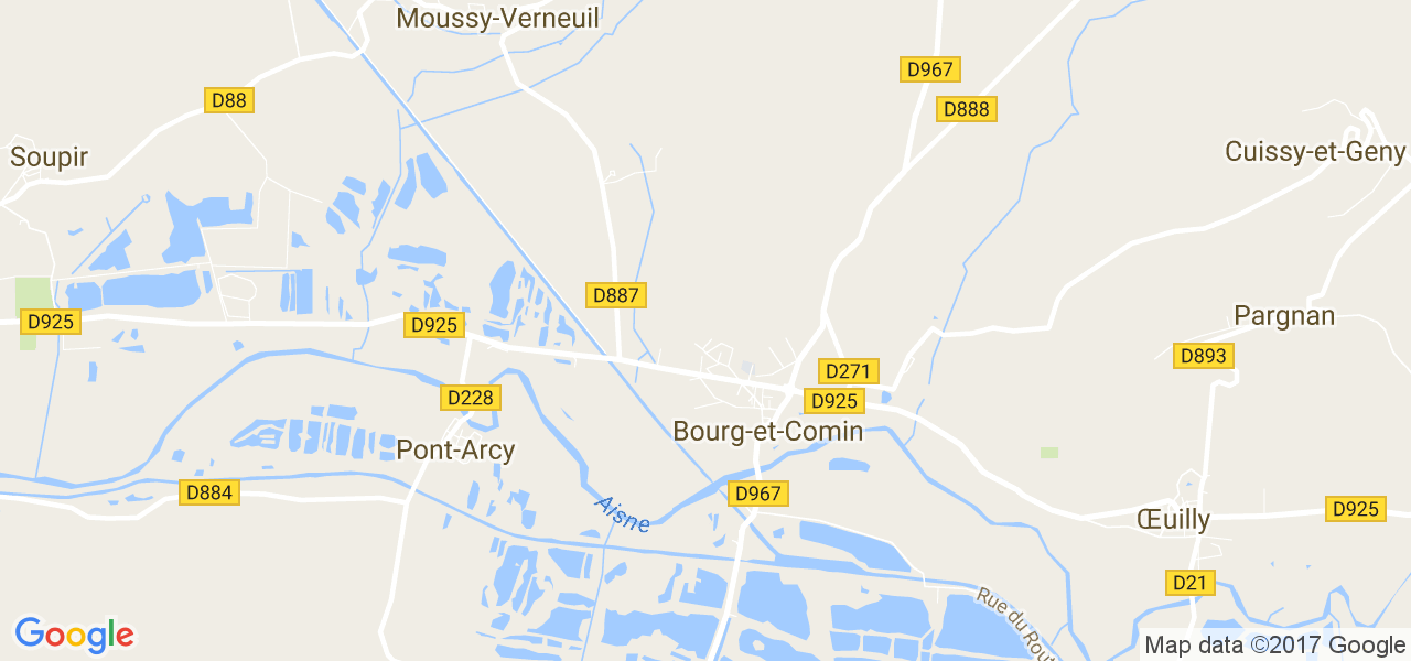 map de la ville de Bourg-et-Comin