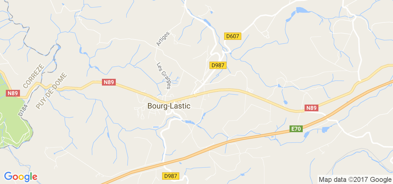 map de la ville de Bourg-Lastic