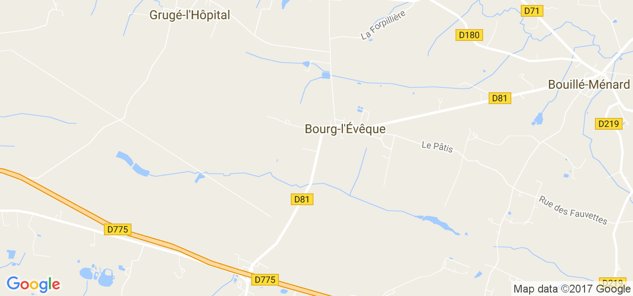 map de la ville de Bourg-l'Évêque