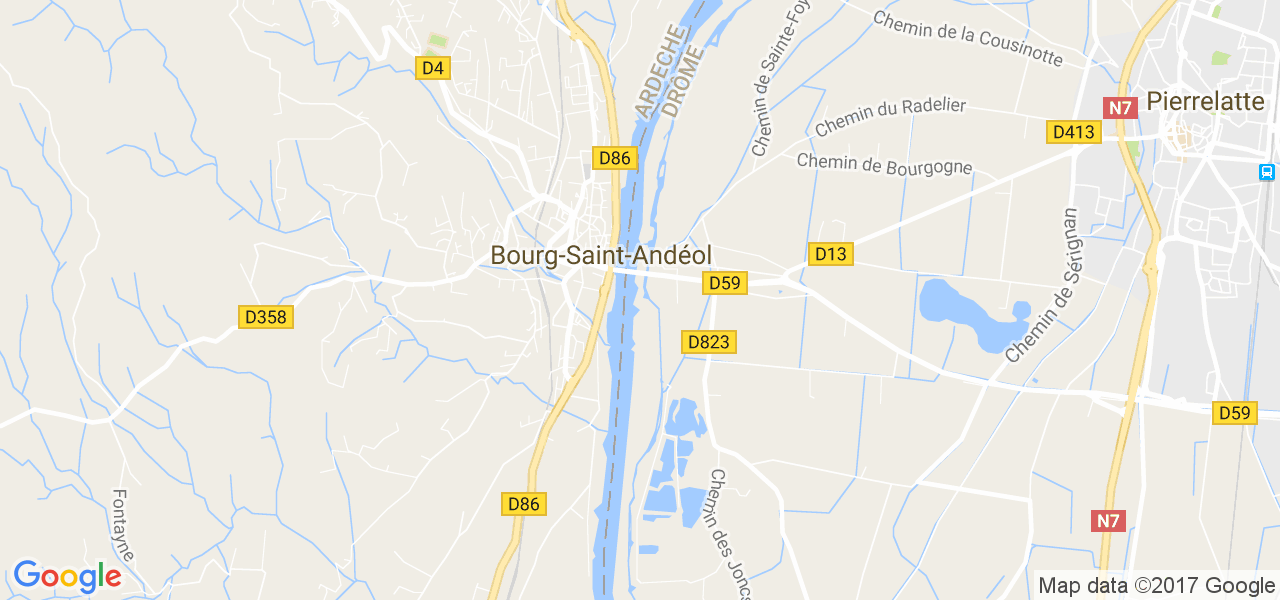 map de la ville de Bourg-Saint-Andéol