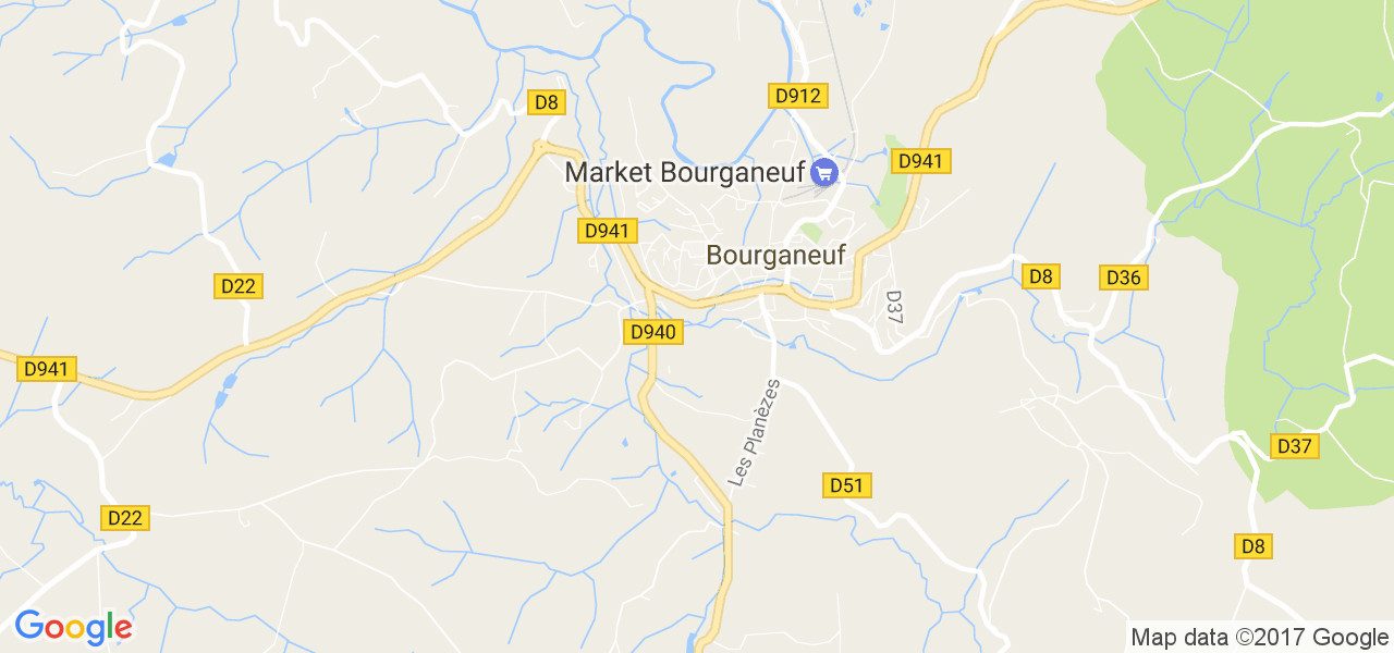 map de la ville de Bourganeuf