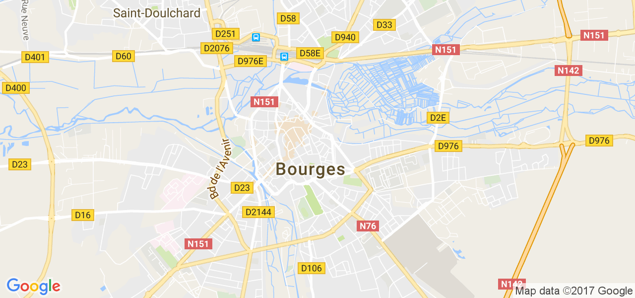 map de la ville de Bourges