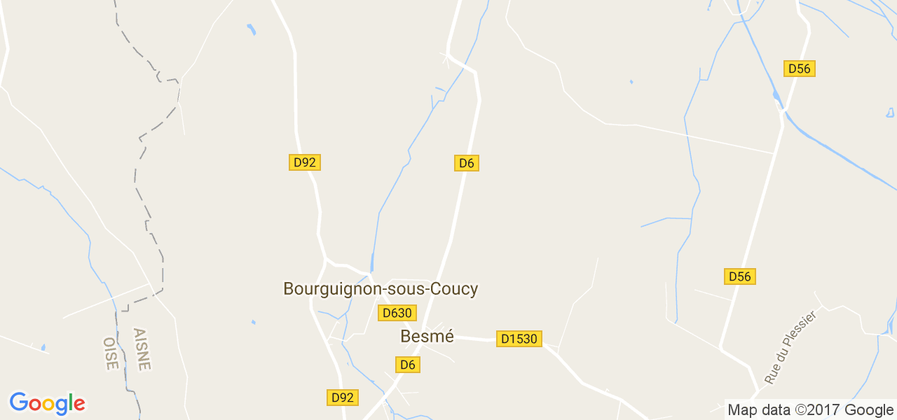 map de la ville de Bourguignon-sous-Coucy