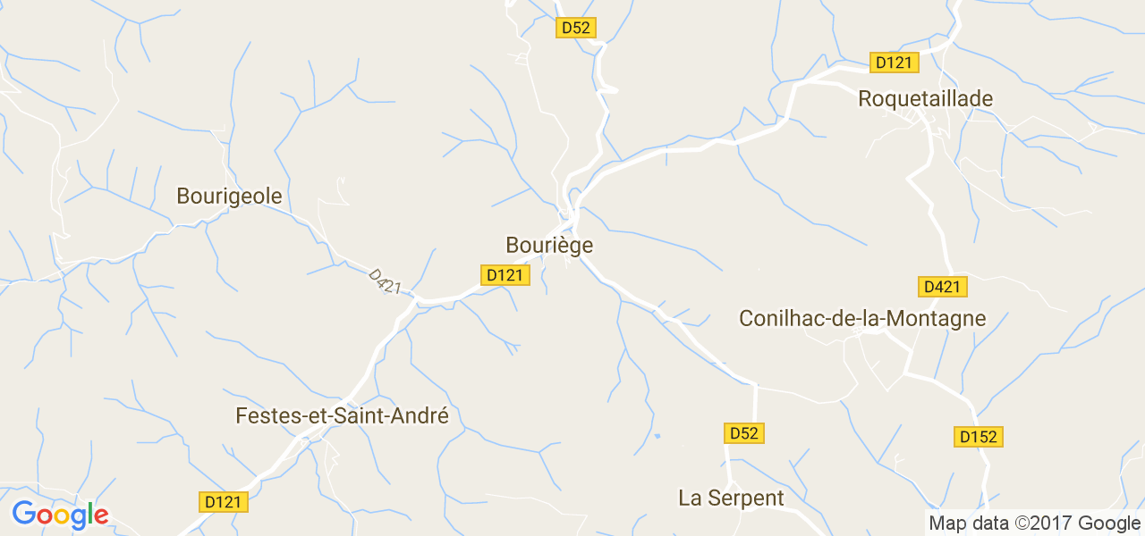 map de la ville de Bouriège