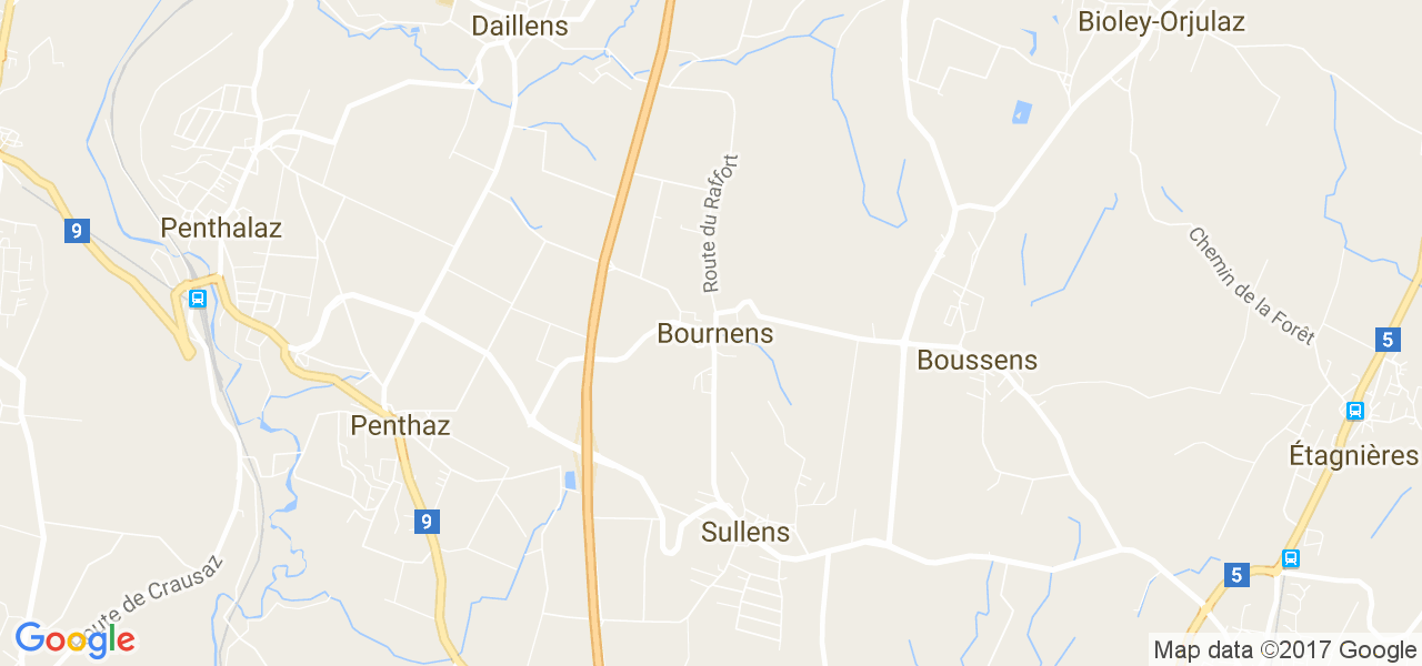map de la ville de Bournens