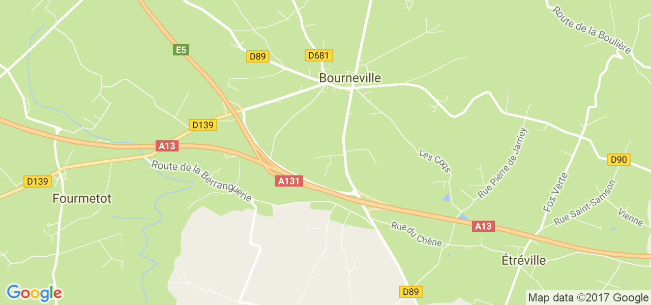 map de la ville de Bourneville