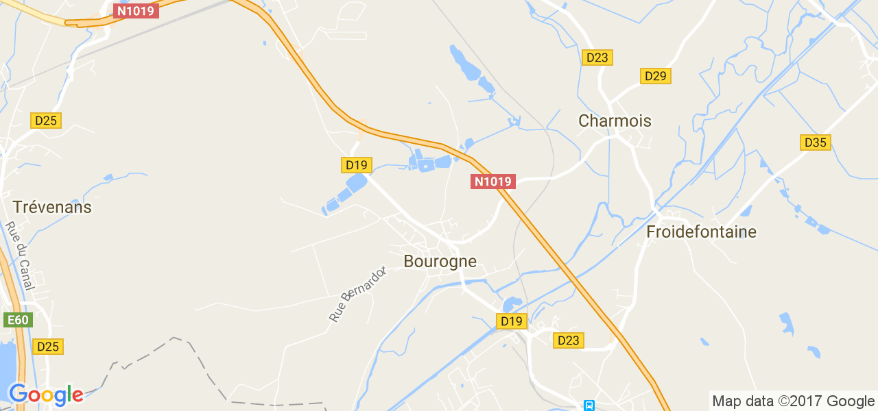 map de la ville de Bourogne