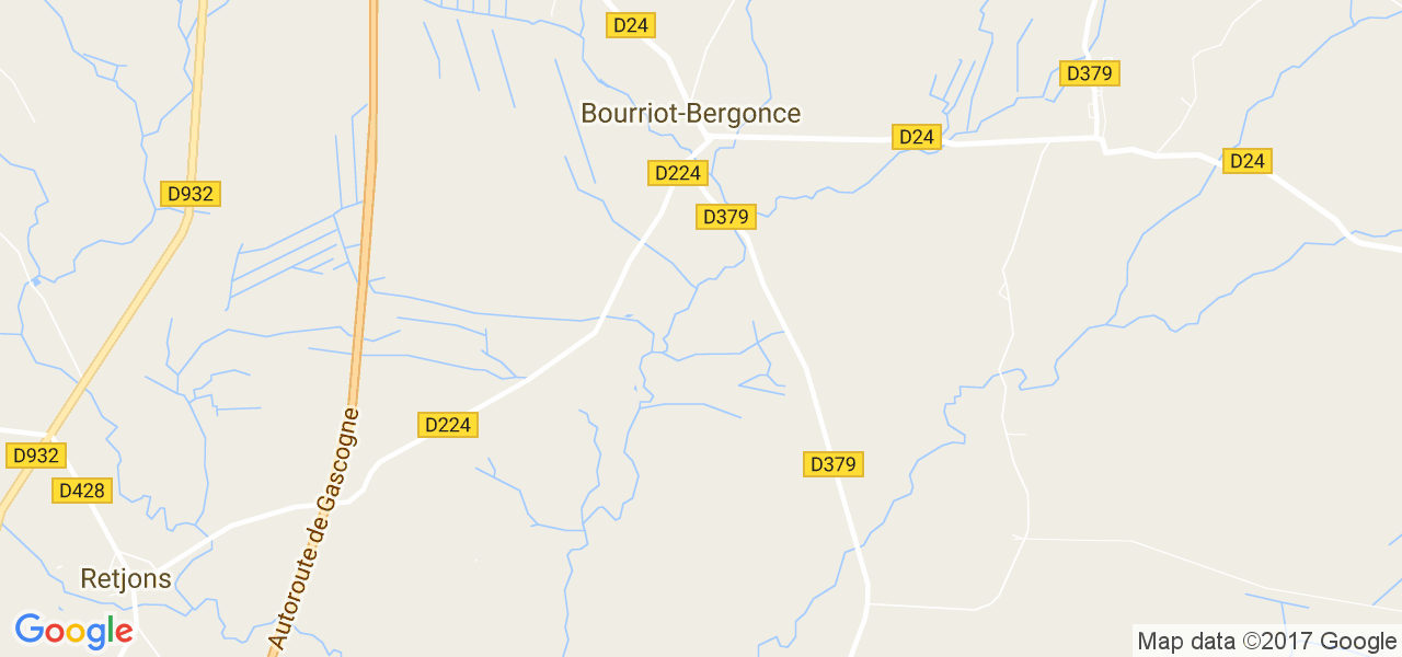 map de la ville de Bourriot-Bergonce