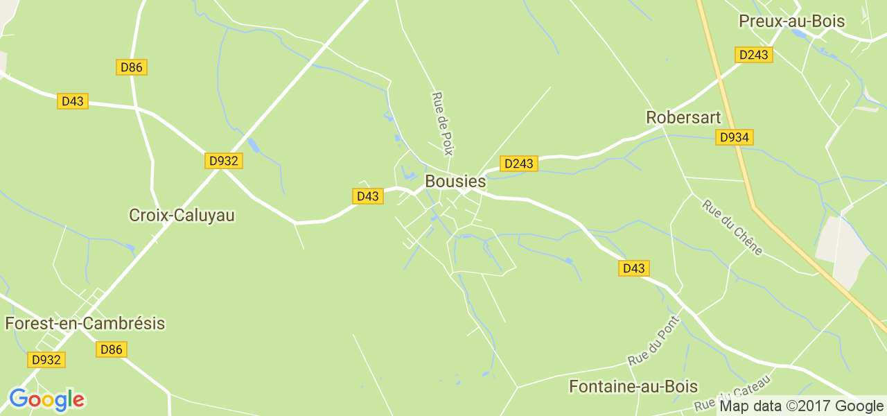 map de la ville de Bousies