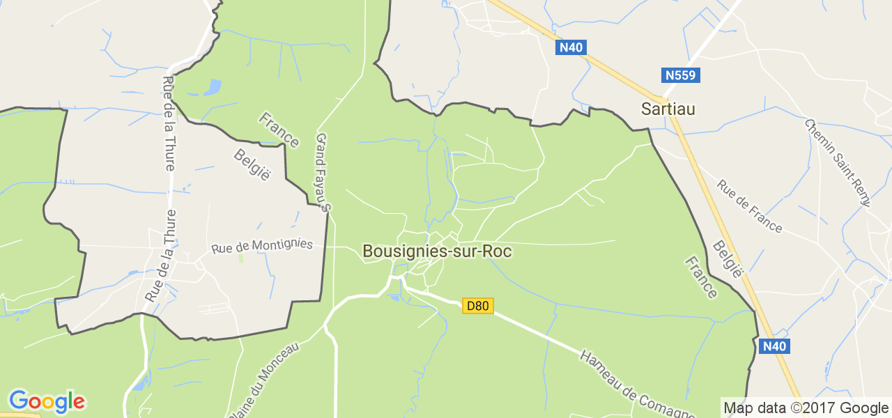 map de la ville de Bousignies-sur-Roc