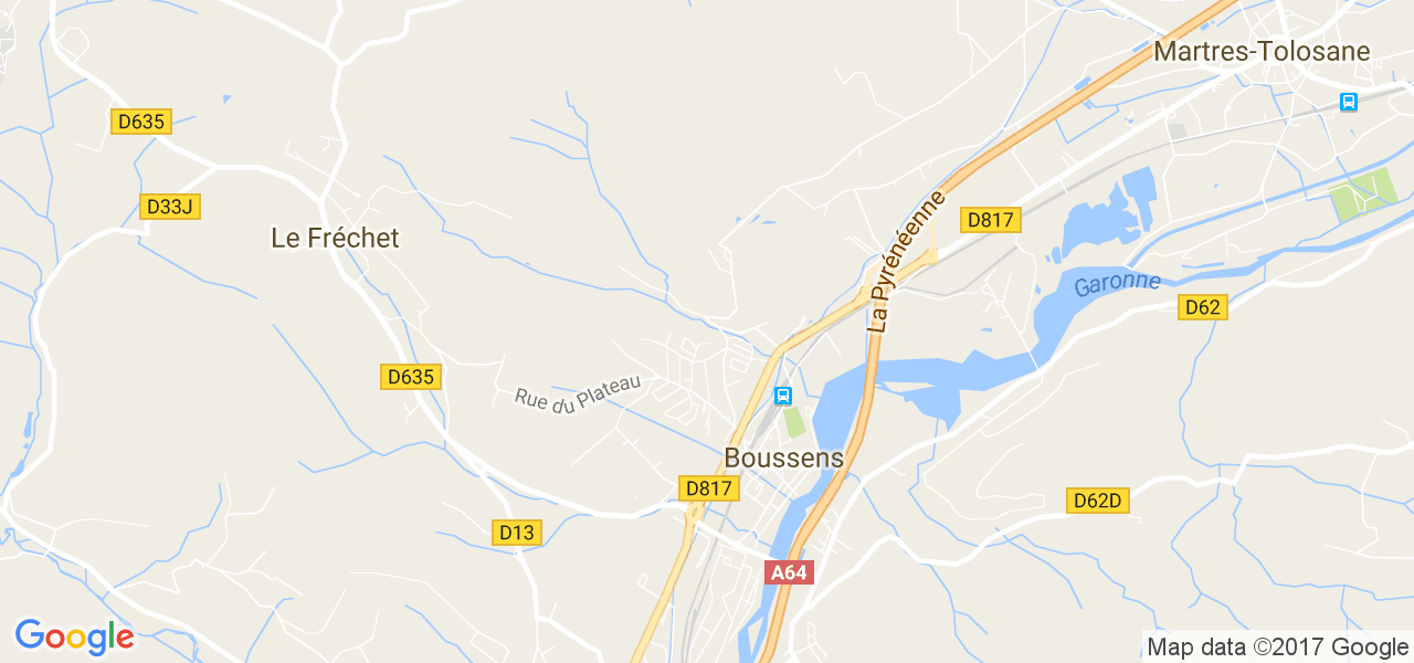 map de la ville de Boussens