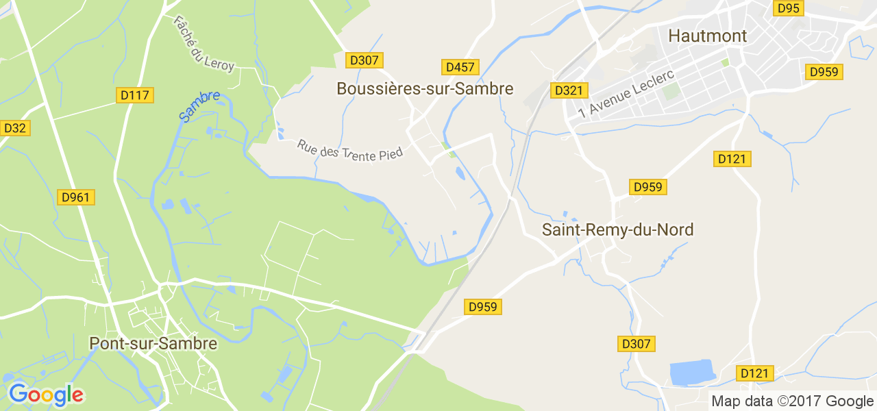 map de la ville de Boussières-sur-Sambre