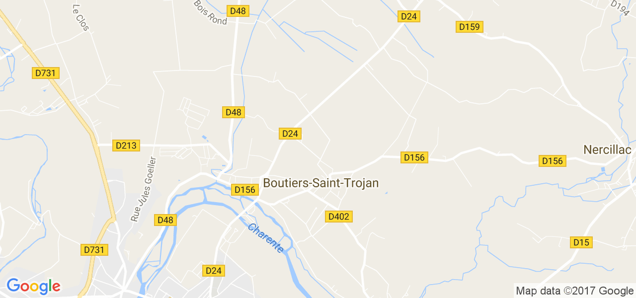 map de la ville de Boutiers-Saint-Trojan