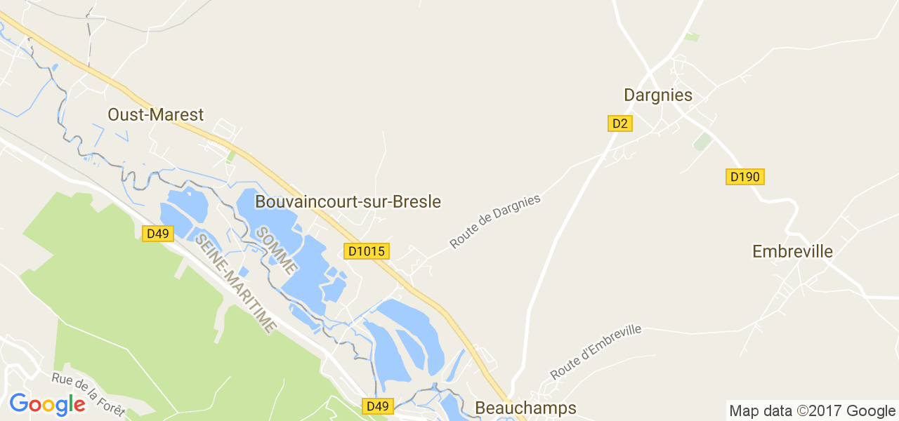 map de la ville de Bouvaincourt-sur-Bresle