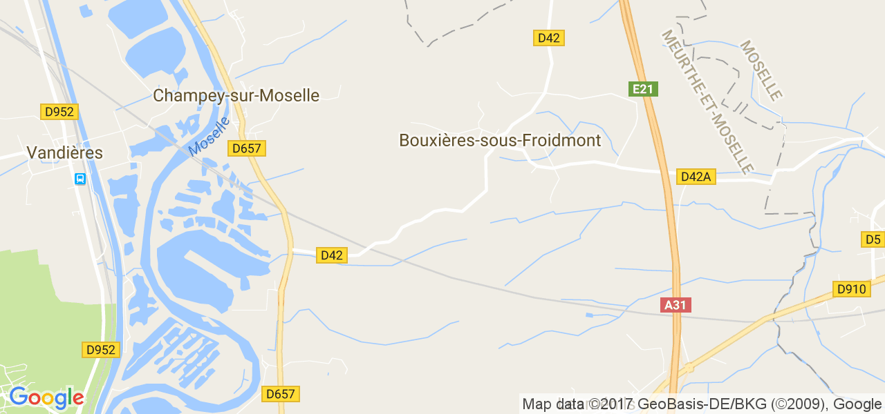 map de la ville de Bouxières-sous-Froidmont