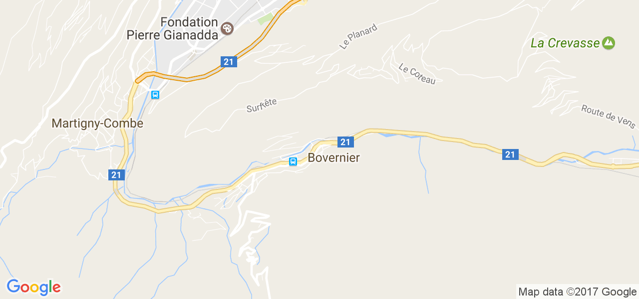 map de la ville de Bovernier