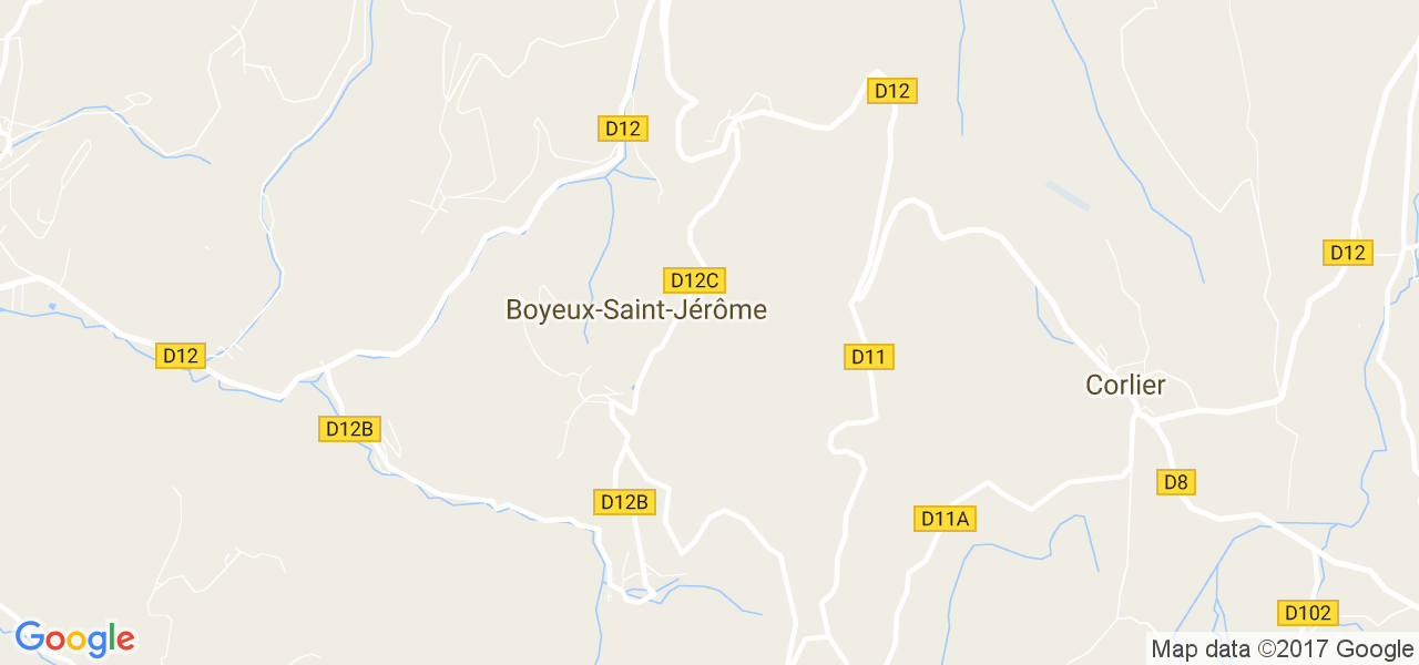 map de la ville de Boyeux-Saint-Jérôme