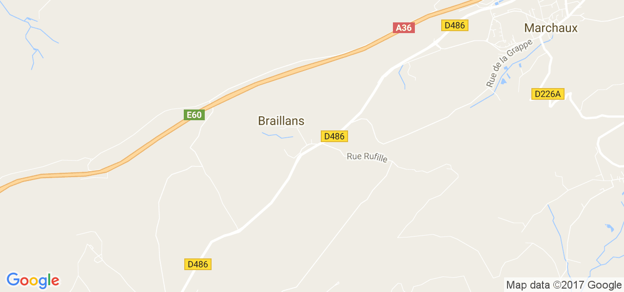 map de la ville de Braillans