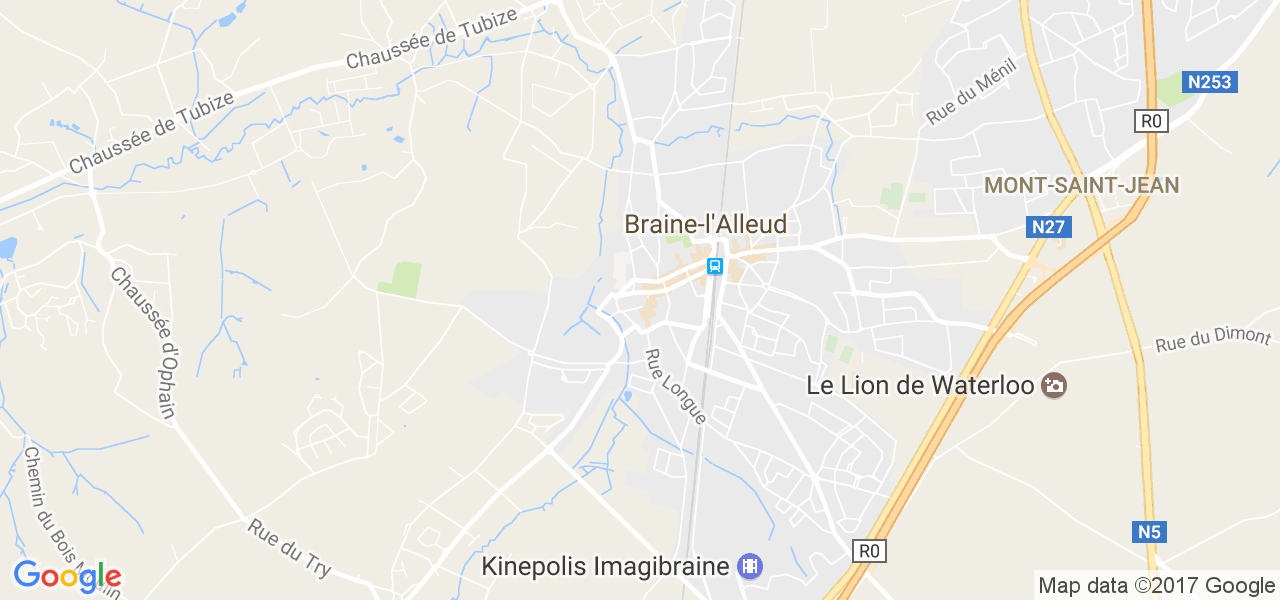 map de la ville de Braine-L'alleud