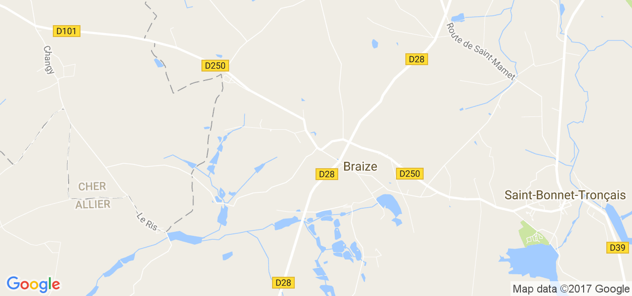 map de la ville de Braize