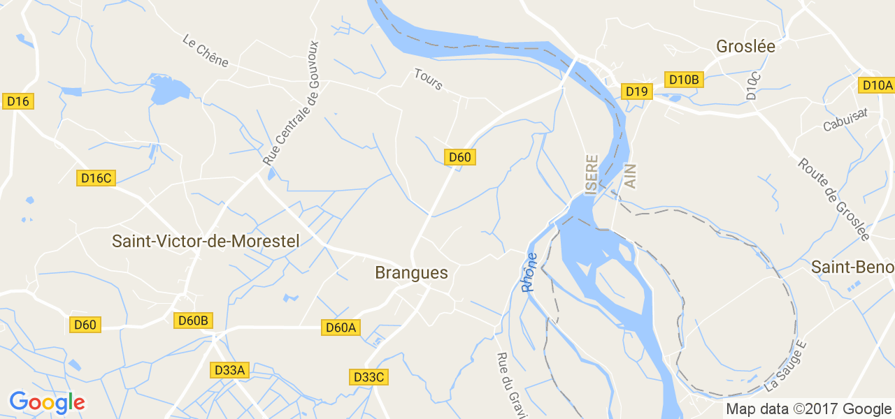 map de la ville de Brangues