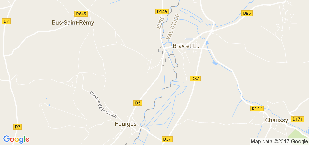 map de la ville de Bray-et-Lû