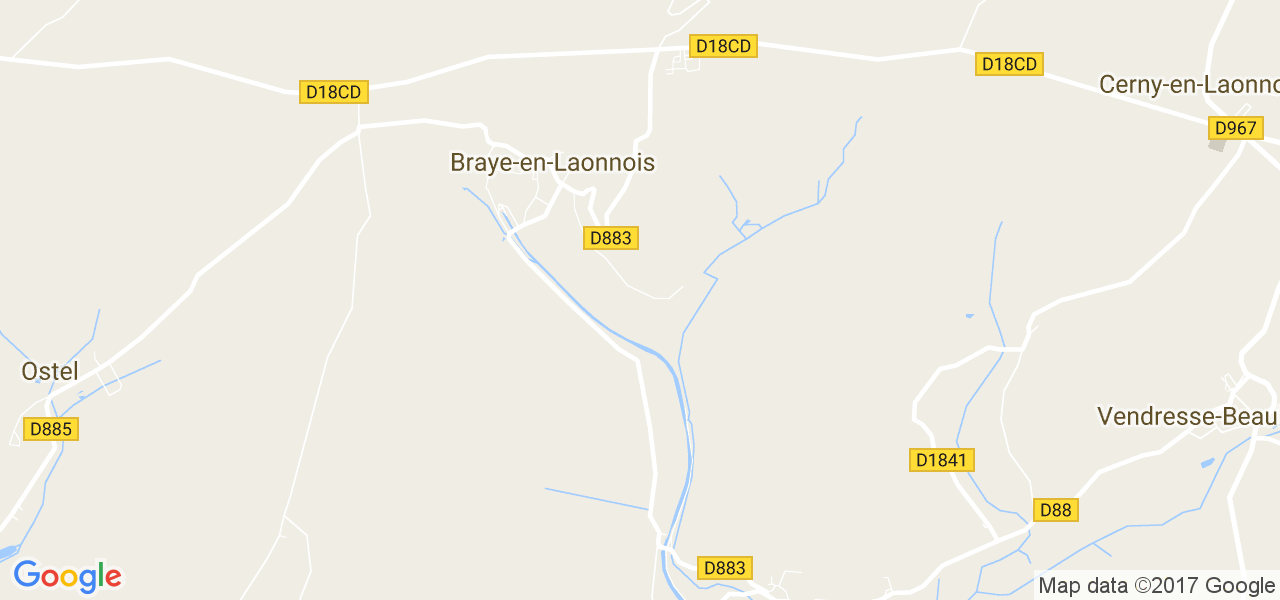 map de la ville de Braye-en-Laonnois