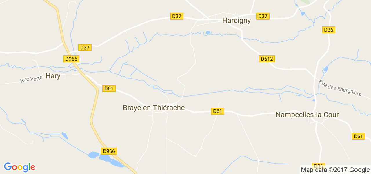 map de la ville de Braye-en-Thiérache