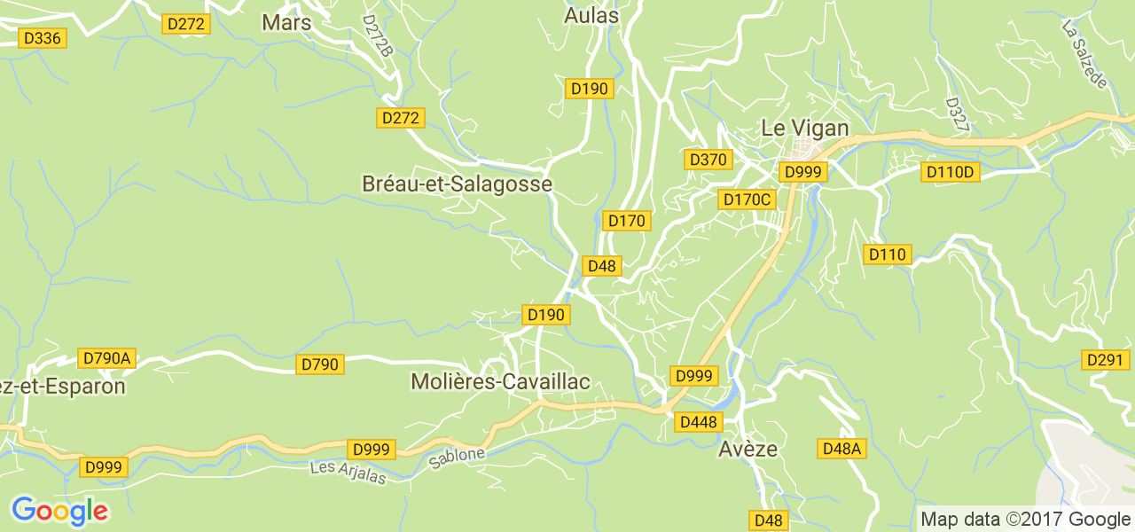 map de la ville de Bréau-et-Salagosse