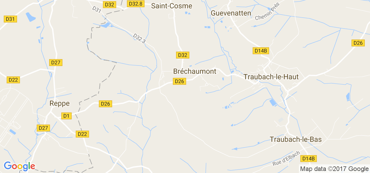 map de la ville de Bréchaumont