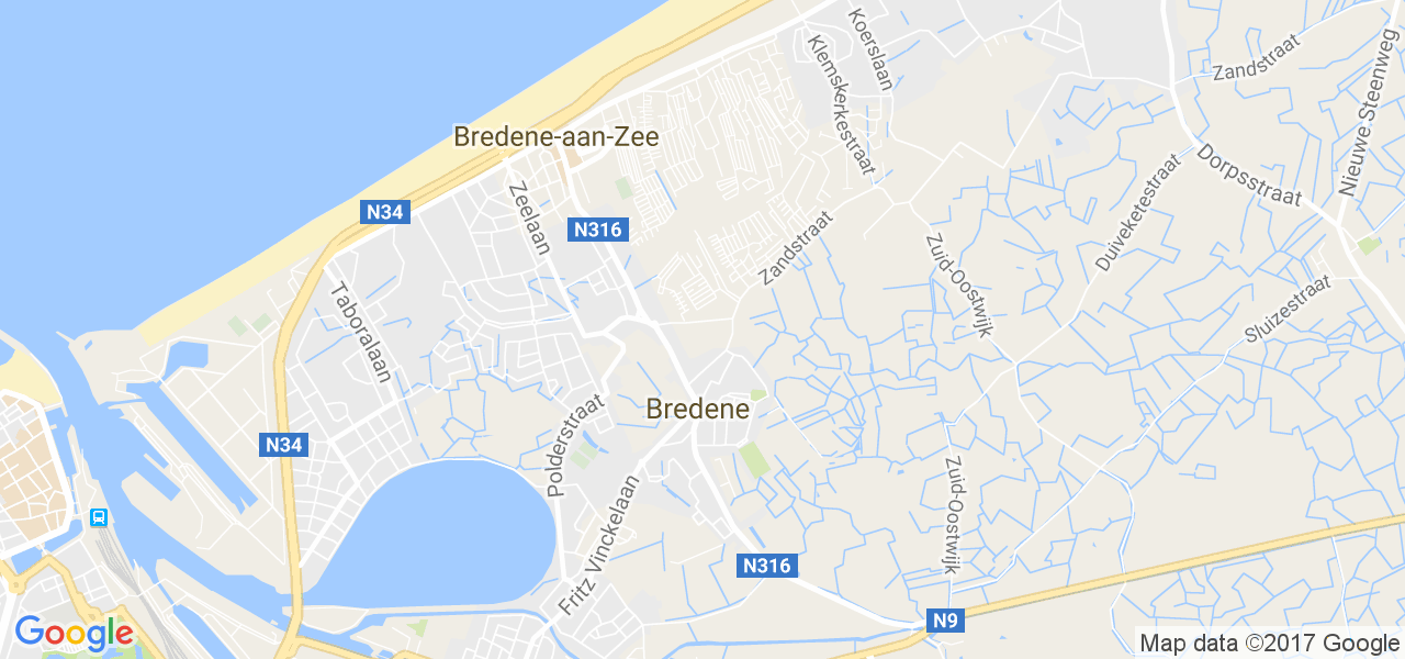 map de la ville de Bredene