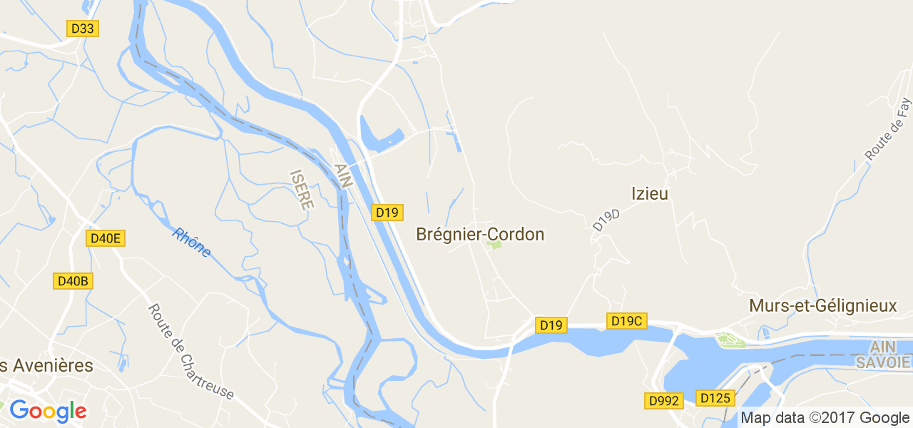 map de la ville de Brégnier-Cordon