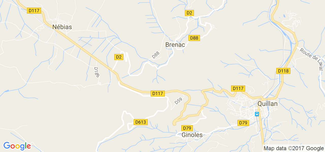 map de la ville de Brenac