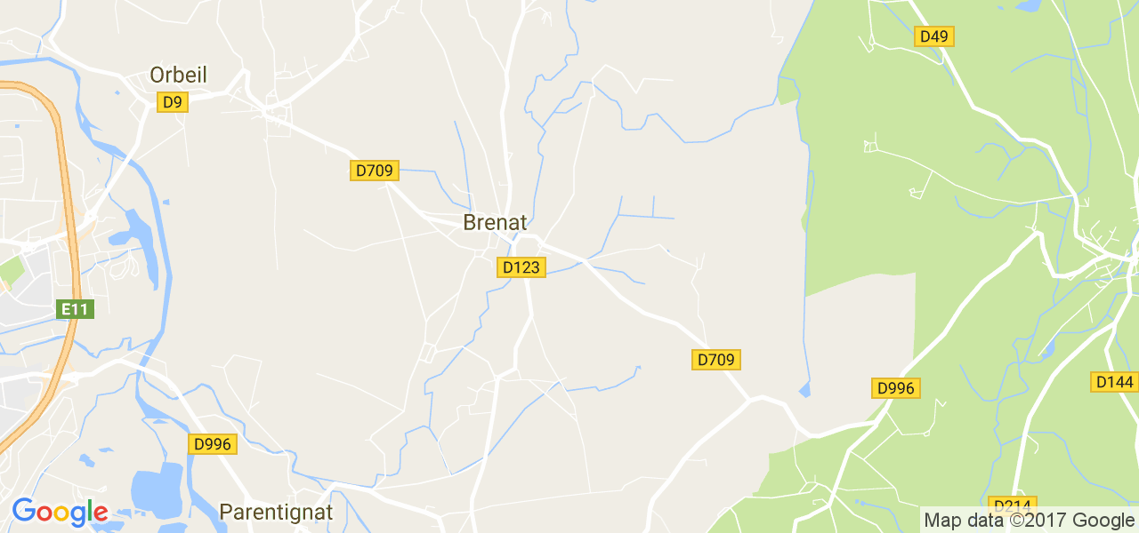 map de la ville de Brenat