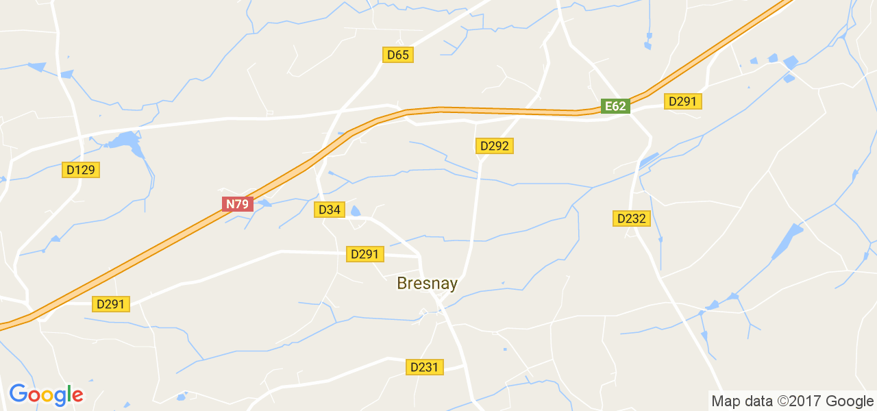 map de la ville de Bresnay