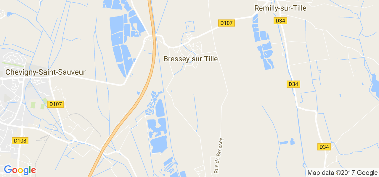 map de la ville de Bressey-sur-Tille