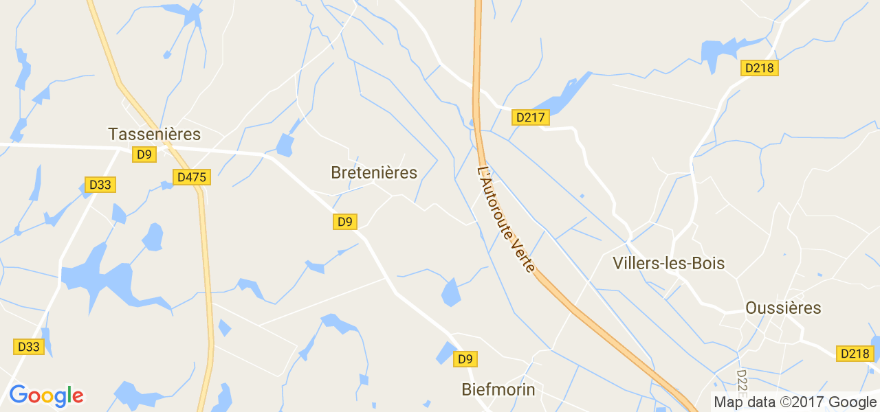 map de la ville de Bretenières