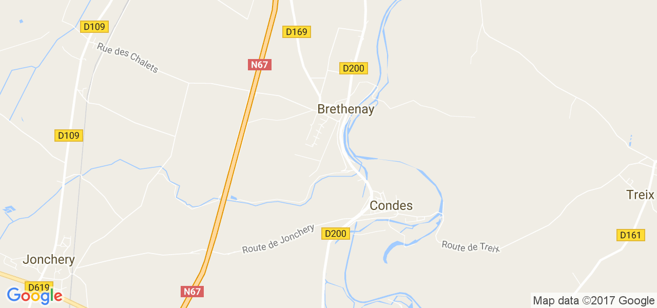 map de la ville de Brethenay