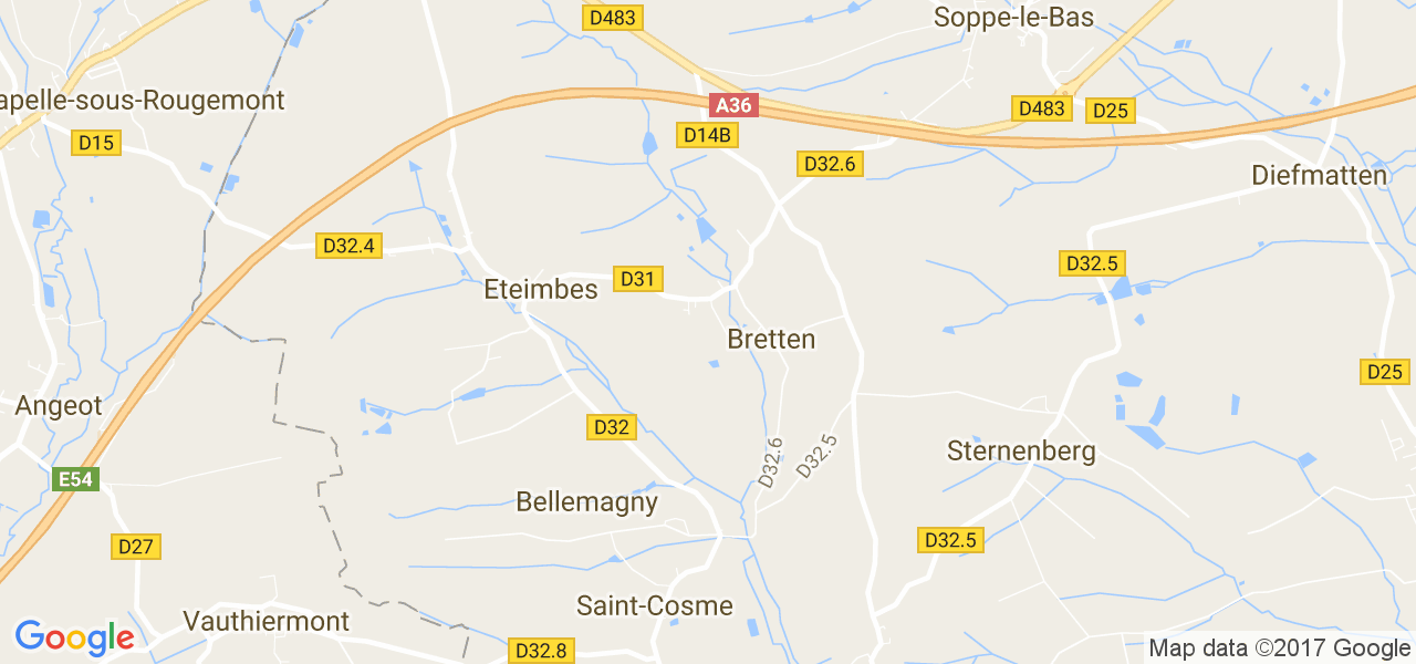 map de la ville de Bretten