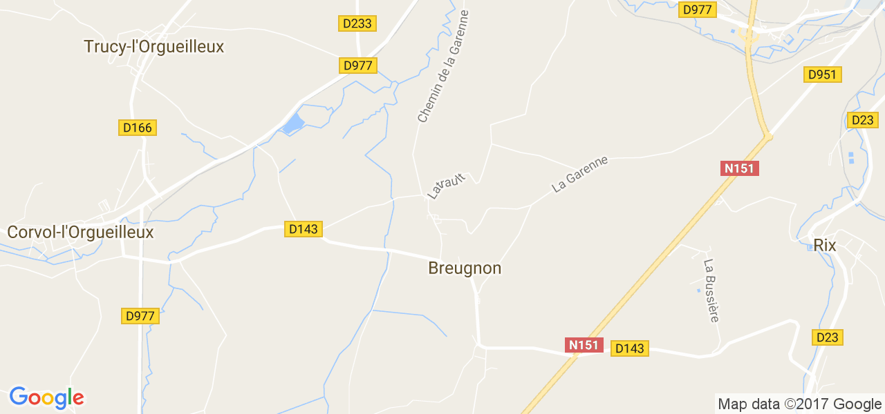 map de la ville de Breugnon