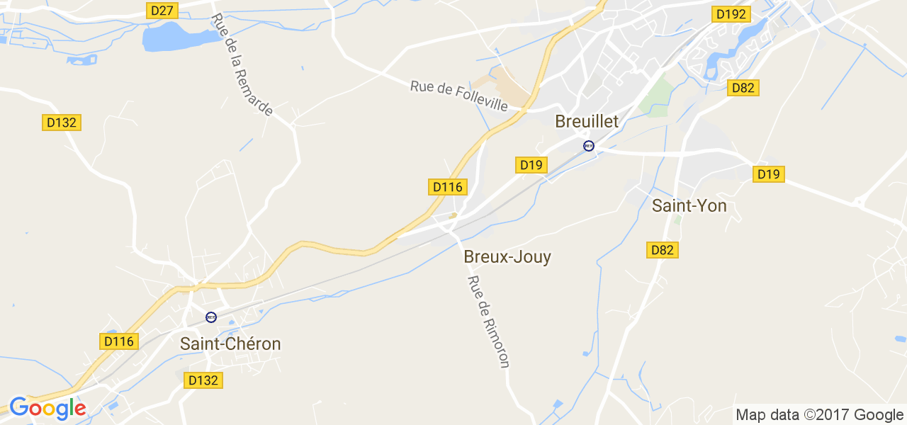 map de la ville de Breux-Jouy