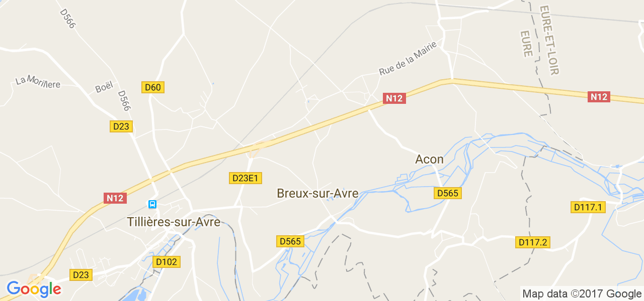 map de la ville de Breux-sur-Avre