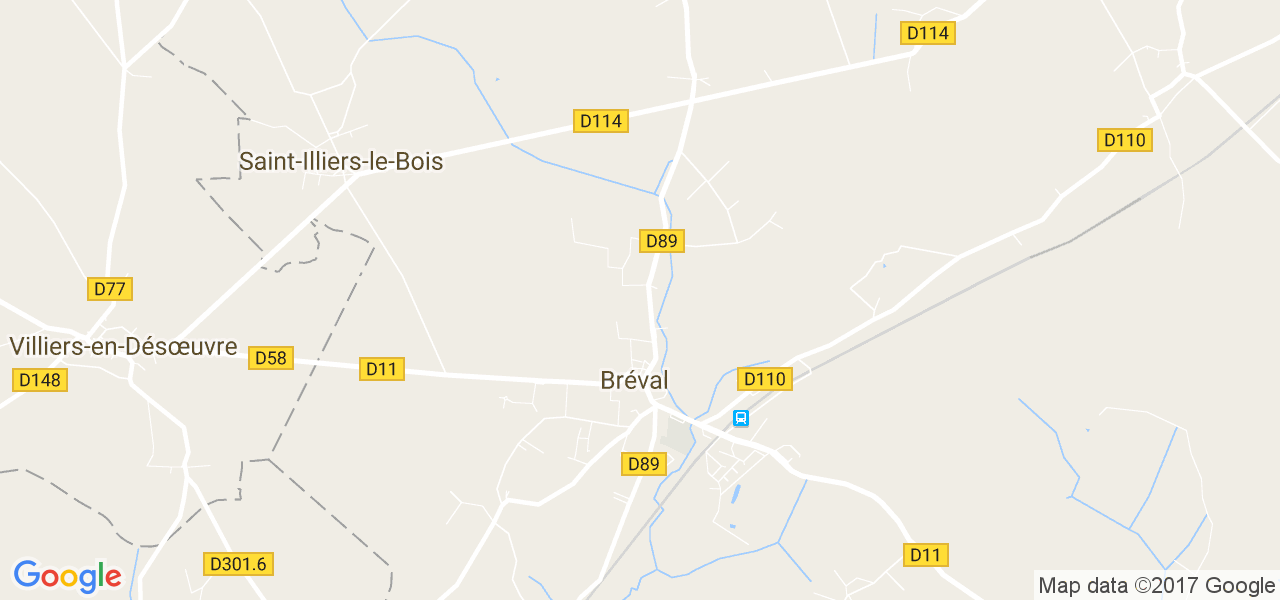 map de la ville de Bréval