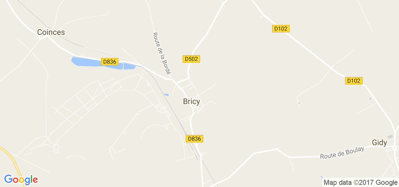 map de la ville de Bricy